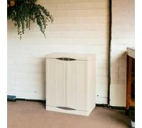 Dmora - Armadio da esterno Courtrai, Armadio balcone multiuso, Mobile da esterno a 2 ante, 100% Made in Italy, Beige e Marrone, 70x47h91 cm, Finitura elegante