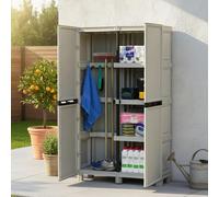 Dmora Armadio da Esterno Liegi 39x100x172h cm Grigio Chiaro 3 Ripiani Apertura Battente, Mobile da Giardino 2 Ante Made in Italy