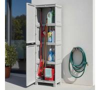 Dmora - Armadio da esterno Liegi, Mobile outdoor, Armadio per lavanderia multiuso, 100% Made in Italy, Grigio chiaro, 50x39h172 cm
