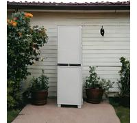 Dmora - Armadio da esterno Namur, Mobile multiuso, Armadio per lavanderia, Armadietto outdoor, 100% Made in Italy, Grigio chiaro, 50x39h172 cm