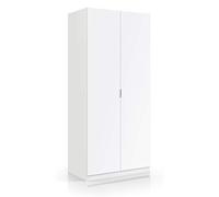 Dmora Armadio Guardaroba 2 Ante Bianco Opaco-cm. 81 x 180 x 52, Altezza 180