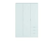 Dmora Armadio Guardaroba, 3 Ante + 3 cassetti-cm. 121 x 180 x 52, Bianco, Unico