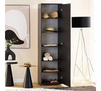 Dmora Armadio Multiuso 1 Anta Banfa 50x185h cm Nero Antracite 5 Ripiani Un'anta, 6 Vani
