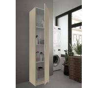 Dmora - Armadio multiuso 1 anta Clearwater, Mobile ausiliario, Guardaroba porta scarpe con ripiani, Scarpiera verticale, 37x37h180 cm, Rovere