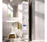 Dmora - Armadio multiuso 1 anta Lagalb, Mobile multifunzione portaoggetti, Armadio alto porta scarpe, 39x35h190 cm, Bianco