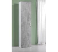 Dmora Armadio multiuso a 1 anta battente e 3 ripiani regolabili, Guardaroba moderno, Mobile alto a colonna, Cm 41x37h182, colore Cemento e Bianco