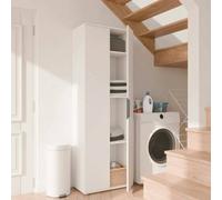 Dmora - Armadio multiuso 2 ante Ariege, Mobile multifunzionale, Mobiletto scarpiera, Guardaroba porta scarpe, 61x35 h180 cm, Bianco opaco