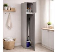 Dmora Armadio Multiuso 2 Ante Banksia 35x195h cm Grigio 3 Ripiani 2 Ante, Ideale per Lavanderia Made in Italy