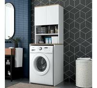 Dmora - Armadio multiuso 2 ante Bellona, Mobile multifunzionale, Mobiletto scarpiera, Guardaroba porta scarpe, 65x60h184 cm, Bianco e Noce