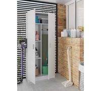 Dmora - Armadio multiuso 2 ante Charleston, Mobile porta scope, Scarpiera con ripiani, Guardaroba porta scarpe, cm73x37h180 cm, Bianco