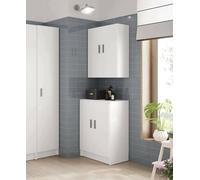 Dmora - Armadio multiuso 2 ante Memphis, Mobile ausiliario basso, Porta scarpe a 1 ripiano, Armadietto multifunzione, 59x37h80 cm, Bianco
