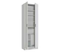 Dmora Armadio Multiuso 2 Ante Portsmouth, Mobile ausiliario, Guardaroba Porta Scarpe Moderno, Scarpiera Verticale, 59x37h180 cm, Bianco, Legno ingegnerizzato