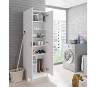 Dmora - Armadio multiuso 2 ante Portsmouth, Mobile ausiliario, Guardaroba porta scarpe moderno, Scarpiera verticale, 59x37h180 cm, Bianco