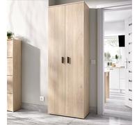 Dmora - Armadio multiuso 2 ante Suretta, Mobile multifunzione portaoggetti, Guardaroba porta scarpe, 61x35h190 cm, Rovere