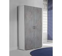 Dmora - Armadio multiuso Alisso, Mobile lineare a 2 Ante battenti, Guardaroba a 4 ripiani regolabili, Scarpiera moderna, 100% Made in Italy, 90x45h195 cm, Cemento e Bianco