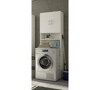 Dmora Armadio multiuso a 2 ante, 100% Made in Italy, Mobile per lavanderia portalavatrice, cm 65x32h195, colore Bianco