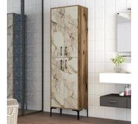 Dmora Armadio Multiuso Grande Alphard, Mobile Multifunzionale, Mobiletto scarpiera, Guardaroba Porta Scarpe, 60x35h200 cm, Noce e Bianco Marmo