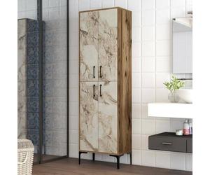 Dmora Armadio Multiuso Grande Alphard, Mobile Multifunzionale, Mobiletto scarpiera, Guardaroba Porta Scarpe, 60x35h200 cm, Noce e Bianco Marmo