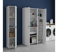 Dmora Armadio Multiuso Grande Carter 155x190h cm Bianco Modulabile 7 Ripiani, 4 Ante