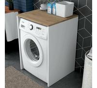 Dmora - Armadio multiuso grande Cassian, Mobile multifunzionale, Mobiletto scarpiera, Guardaroba porta scarpe, 65x60h92 cm, Noce e Bianco