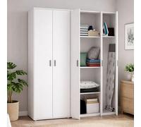 Dmora Armadio Multiuso Grande Charlo 177x190h cm Bianco Modulabile 7 Ripiani, 5 Ante