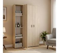 Dmora Armadio Multiuso Grande Cohagen 100x190h cm Marrone Rovere 9 Ripiani Modulabile, 3 Ante