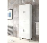 Dmora Armadio Multiuso Grande Oxnard, Mobile per Bagno o Lavanderia a 4 Ante e 1 cassetto, Armadio Multiuso Porta Scarpe, 60x29h182 cm, Bianco Lucido