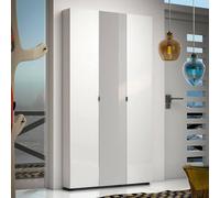Dmora Armadio Multiuso Grande Rustenburg, Mobile Multifunzionale, Mobiletto scarpiera, Guardaroba Porta Scarpe, Made in Italy, 11x19h200 cm, Bianco Lucido