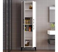 Dmora Armadio Multiuso Grande Sancho 60x200h cm Bianco 6 Ripiani 4 Ante, Apertura Battente