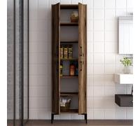Dmora Armadio Multiuso Grande Sancho 60x200h cm Marrone Noce 6 Ripiani 4 Ante, 6 Vani