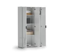 Dmora Armadio Multiuso Grande Segou 106.9x180h cm Bianco Lucido 4 Ripiani Cassetti