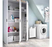 Dmora Armadio Multiuso Grande Sillano 35x190h cm Bianco 4 Ripiani Portascope, Apertura Battente