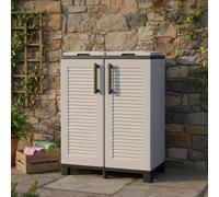 Dmora Armadio portarifiuti da esterno o interno, Mobile porta 2 sacchi a 2 ante, 100% Made in Italy, cm 68x37h90, colore Grigio chiaro