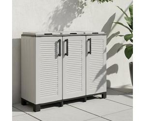 Dmora Armadio portarifiuti da esterno o interno, Mobile porta 3 sacchi a 3 ante, 100% Made in Italy, cm 102x37h90, colore Grigio chiaro