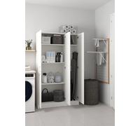 Dmora Armadio portascope 3 ante-bianco-180 x 108,8 x 37, Bianco, 3 Ante