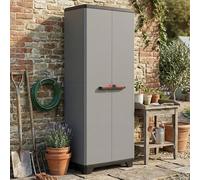 Dmora Armadio Portascope Stilo, 3 Ripiani Regolabili, Grigio Scuro/Nero, 68 x 39 x 173 H cm
