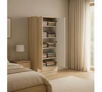 Dmora Azul - Armadio Multiuso 2 Ante un Cassetto, Ripiani: 79.4x170.4h cm, Marrone Quercia
