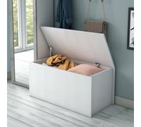 Dmora Malle Miltonia, Grande boîte de rangement polyvalente, Coffre moderne, 100% Made in Italy, 90x45h45 cm, Blanc