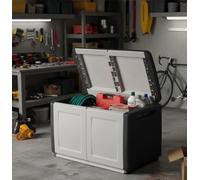 Dmora - Baule Brakel, Cassapanca Multiuso, Baule Contenitore, Box portaoggetti, 100% Made in Italy, 96x53h57 cm, Grigio Chiaro e Nero