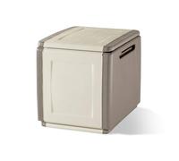 Dmora - Baule Lille, Cassapanca Multiuso, Baule Contenitore, Box portaoggetti, 100% Made in Italy, 54x53h57 cm, Beige e Marrone