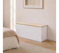 Dmora Baule Miltonia, Capiente Box Contenitore Multiuso, Cassapanca Moderna, 100% Made in Italy, 90x45h45 cm, Bianco e Rovere
