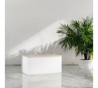 Dmora Baule Miltonia, Capiente Box Contenitore Multiuso, Cassapanca Moderna, 100% Made in Italy, 90x45h45 cm, Bianco e Rovere