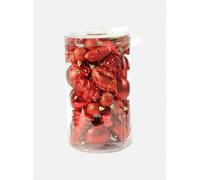 Dmora - Box 50 pezzi decorazioni natalizie multi-forma, Ornamenti e puntale, Set assortimento palline di Natale, Scatola set albero di Natale, Da 4 a 10 cm, colore Rosso