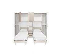 Dmora Cameretta a Ponte con Due, Made in Italy, cm 313 x 212 x 247, Colore Bianco e Olmo, 2 Letti Singoli
