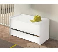 Dmora Cassapanca Lantana, Mobile da Ingresso Moderno con scarpiera, Cassapanca Baule con Due contenitori, 100% Made in Italy, 90x40h46 cm, Bianco