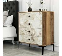 Dmora - Cassettiera Aether, Settimino multiuso, Comò camera da letto, Mobile con cassetti, 76x40h91 cm, Noce e Bianco Marmo