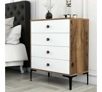 Dmora - Cassettiera Aether, Settimino multiuso, Comò camera da letto, Mobile con cassetti, 76x40h91 cm, Noce e Bianco