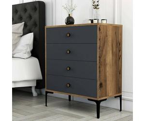 Dmora - Cassettiera Aether, Settimino multiuso, Comò camera da letto, Mobile con cassetti, 76x40h91 cm, Noce e Antracite