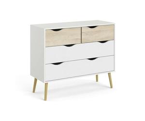 Dmora - Cassettiera Caroline, Settimino multiuso, Comò camera da letto, Mobile con cassetti, 98x39 h81 cm, Bianco e Quercia