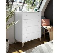 Dmora - Cassettiera Denver, Settimanale a 4 cassetti, Mobile Comò per camera da letto, Comò moderno, 78x40h95 cm, Bianco